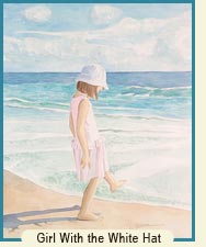 Watercolor painting - Girl in the White Hat