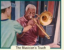 Watercolor painting - The Musicians Touch