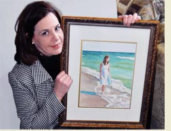 Lori with Waiting - a watercolor reproduction