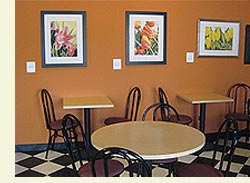 Watercolor paintings at JW Coffee House