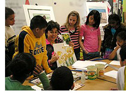 Watercolor painting with children at school