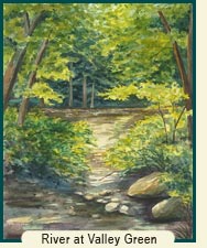 Watercolor painting - River at Valley Green