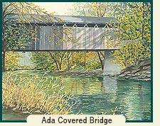 Watercolor painting - Ada Covered Bridge