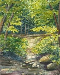 Watercolor painting - River at Valley Green