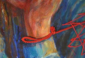 Wounded (detail), Multimedia on canvas, 58x96 inches, 2014