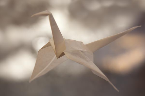 Paper crane closeup