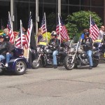 Patriot Guard Riders in the procession that carried the Hometown Hero painting