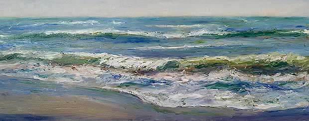 Waterscape, Pamela Alderman, Oil on canvas, 40 x 16 inches, 2016