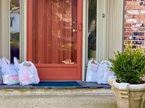 Lunch Bag Art kits on doorstep