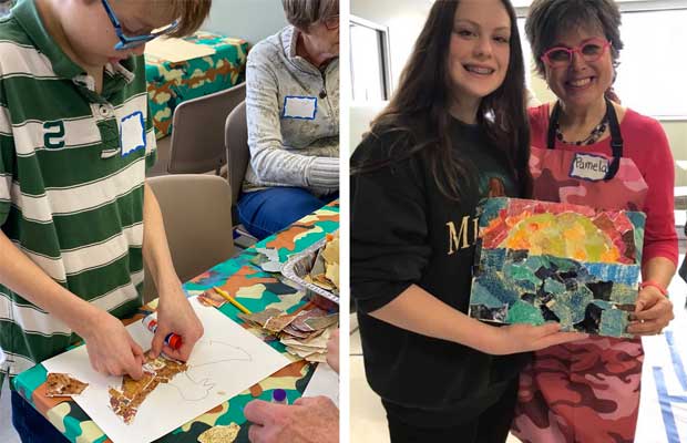 Veterans and their families help create Yellow Ribbon artwork during workshops