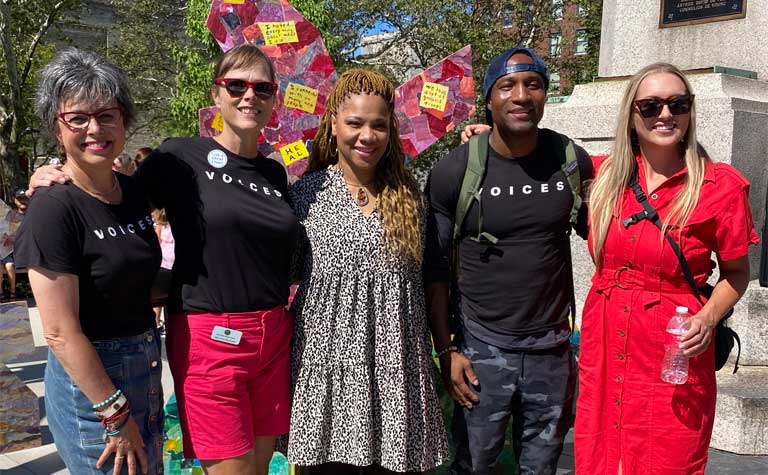 Pamela and Michael with other Voices team members during ArtPrize 2021 opening