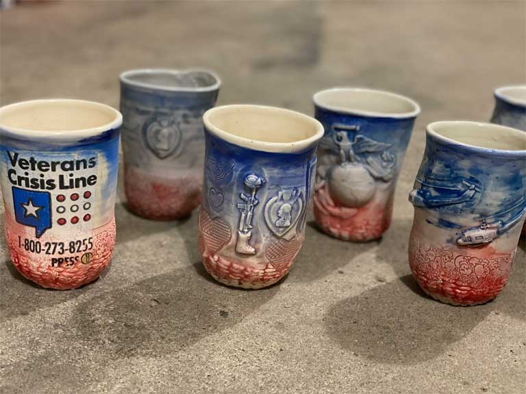 Ceramic cups made by veteran artist Ehren Tool